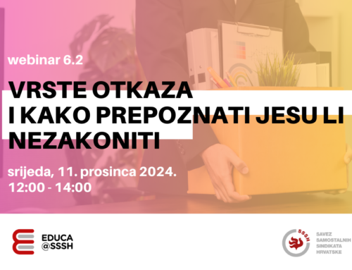 Prijavi se na webinar “Vrste otkaza i kako prepoznati jesu li nezakoniti”